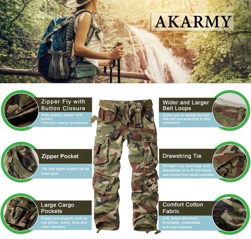 AKARMY Womens Cargo Pants with Pockets Outdoor Casual Ripstop Camo Military Combat Construction Work Pants C29 Camo - Image 4